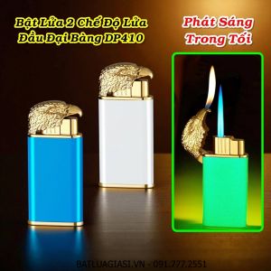 BẬT LỬA 2 CHẾ ĐỘ LỬA HÌNH ĐẦU ĐẠI BÀNG DP410 (DẠ QUANG PHÁT SÁNG) - (XÀI GAS)