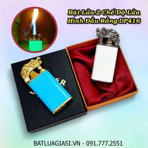 BẬT LỬA 2 CHẾ ĐỘ LỬA HÌNH ĐẦU RỒNG DP416 (DẠ QUANG PHÁT SÁNG) (CÓ HỘP) - (XÀI GAS)