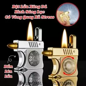 BẬT LỬA XĂNG ĐÁ HÌNH SÚNG LỤC CÓ VÒNG QUAY XẢ STRESS (FULLBOX) - (XÀI XĂNG)