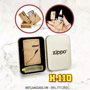 BẬT LỬA ZIPPO ĐỒNG CỔ KHẮC CHỮ ''I LOVE YOU FOREVER'' (CÓ MỘC ĐÁY) - (HỘP THIẾC KÈM XĂNG) H-110
