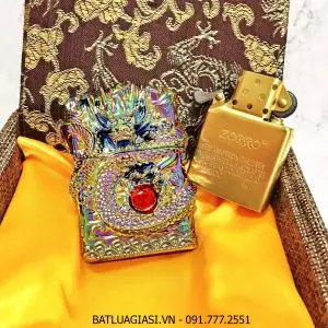 BẬT LỬA ZIPPO ZORRO BỌC GIÁP RỒNG NỔI CẨN NGỌC - RUỘT VÀNG (FULLBOX) - (XÀI XĂNG) #7 MÀU