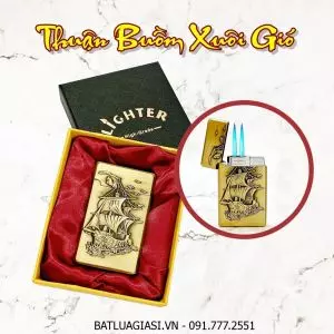 BẬT LỬA KHÈ 2 TIA HÌNH CHIẾC THUYỀN THUẬN BUỒM XUÔI GIÓ (CÓ HỘP) - (XÀI GAS)