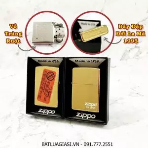 BẬT LỬA ZIPPO MỸ TRƠN BÓNG SỐ TỨ QUÝ - ĐỜI LA MÃ 1995 - RUỘT USA (CÓ TEM ĐỎ) - (XÀI XĂNG) #VÀNG BÓNG