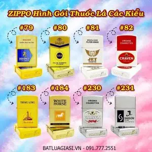 BẬT LỬA ZIPPO SƠN TĨNH ĐIỆN 2 MẶT HÌNH GÓI THUỐC LÁ CÁC KIỂU - (XÀI XĂNG)