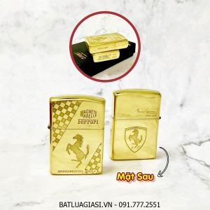 BẬT LỬA ZIPPO ZORRO BÓNG - KHẮC 5 MẶT LOGO XE HƠI FERRARI Z-9 (FULL BOX) - (XÀI XĂNG)