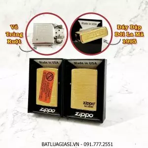 BẬT LỬA ZIPPO MỸ VÂN XƯỚC SỐ TỨ QUÝ - ĐỜI LA MÃ 1995 - RUỘT USA (CÓ TEM ĐỎ) - (XÀI XĂNG) #VÀNG XƯỚC
