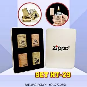 BỘ 4 BÂT LỬA ZIPPO VÀNG CỔ - ĐỒNG CỔ CÁC KIỂU - (XÀI XĂNG) SET HT-29