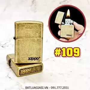 BẬT LỬA ZIPPO VÀNG CỔ TRƠN (CÓ MỘC ĐÁY) - (XÀI XĂNG) #109