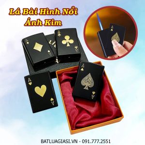 BẬT LỬA KHÈ LÁ BÀI HÌNH NỔI ÁNH KIM (KIM LOẠI) (CÓ HỘP) - (XÀI GAS)