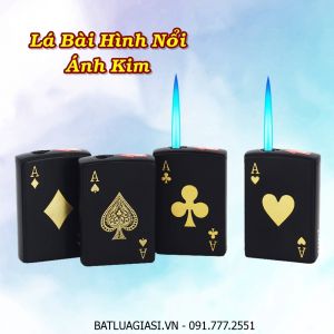 BẬT LỬA KHÈ LÁ BÀI HÌNH NỔI ÁNH KIM (KIM LOẠI) - (XÀI GAS)