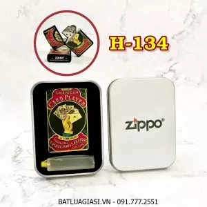 BẬT LỬA ZIPPO SƠN TĨNH ĐIỆN 2 MẶT KIỂU VINTAGE (CÓ MỘC ĐÁY) - (HỘP THIẾC KÈM XĂNG) H-134