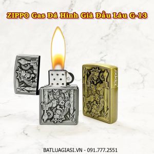 BẬT LỬA ZIPPO GAS ĐÁ HÌNH GIÀ ĐẦU LÂU G-13 - (XÀI GAS)