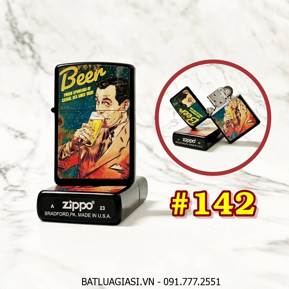 BẬT LỬA ZIPPO SƠN TĨNH ĐIỆN 2 MẶT KIỂU VINTAGE (CÓ MỘC ĐÁY) - (XÀI XĂNG) #142